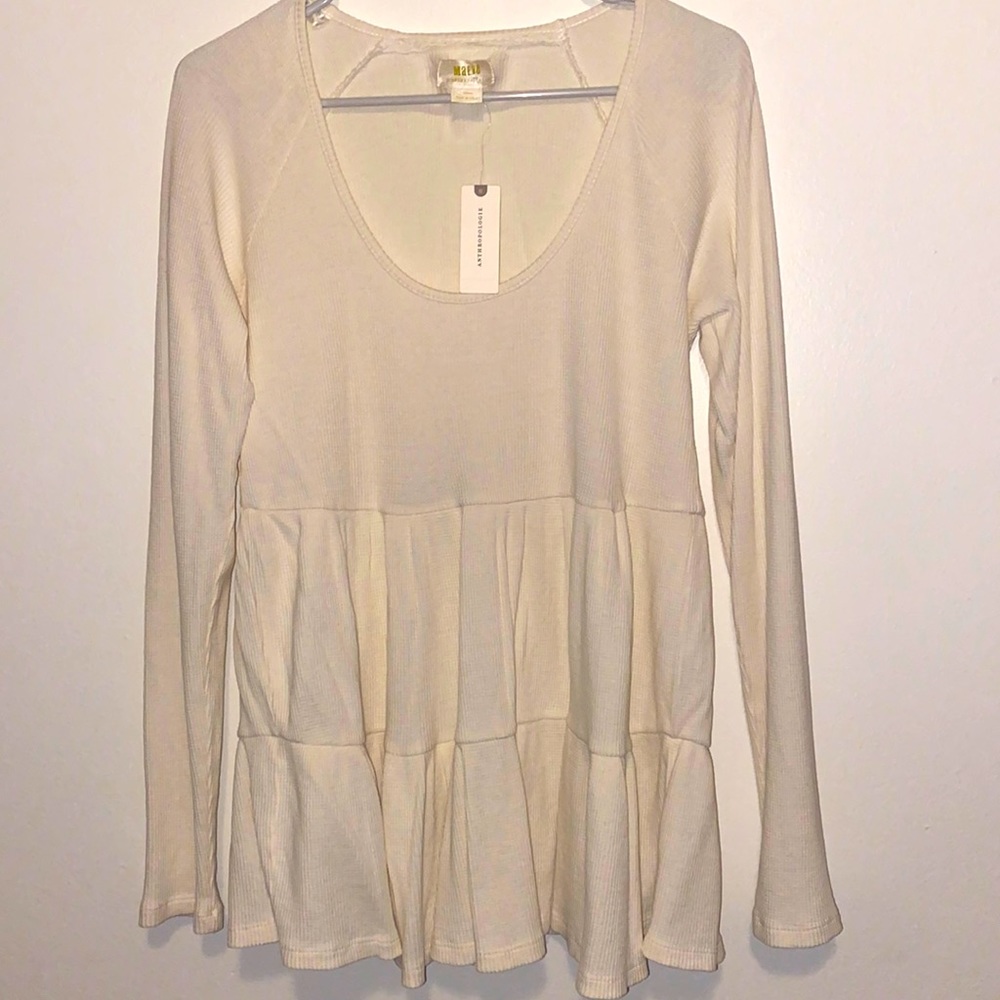 Small Anthropologie Maeve Long Sleeve Peplum Waffle Knit. Brand New with Tags